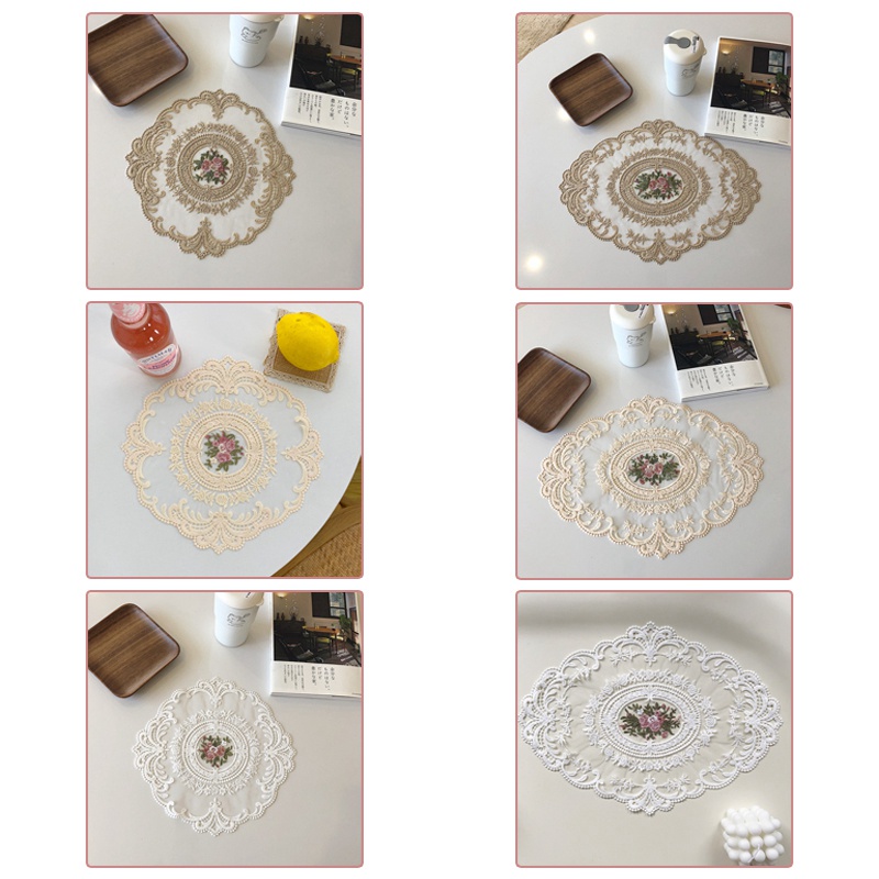 Thảm Lót Bàn Ăn Phối Ren Chống Trượt Phong Cách Retro Bắc Âu