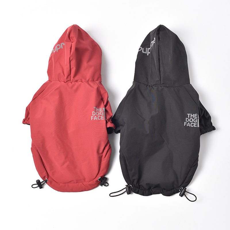 Áo Mưa Hai Lớp Có Nón Dày Dặn Họa Tiết Kẻ Sọc Dạ Quang Thời Trang Thu Đông Cho Thú Cưng