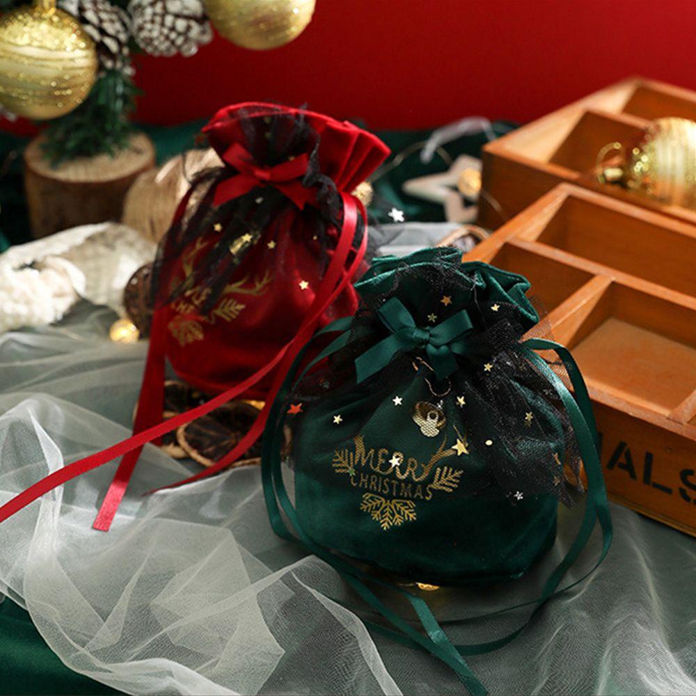 CHOOKEY Túi Nhung Đựng Quà Giáng Sinh Xinh Xắn