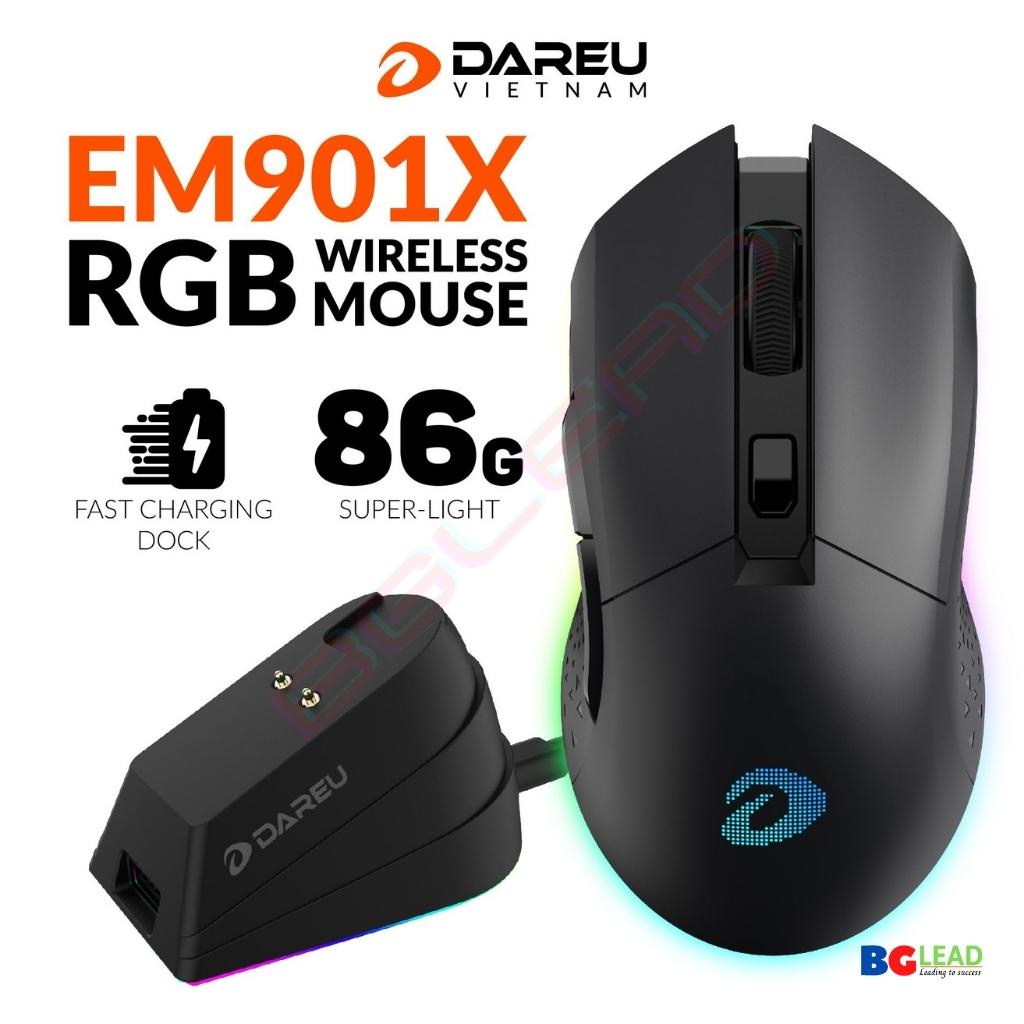 Chuột không dây Gaming DAREU EM901X RGB (BLACK / PINK/ BLUE-WHITE) - SUPERLIGHT, FAST CHARING DOCK