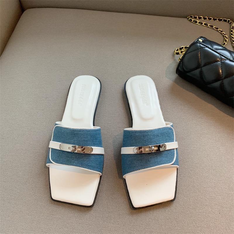 Dép Quai Ngang Nữ Quai Jean QC Cao Cấp Đế Bệt TRINH LÊ SHOP GIÀY DÉP