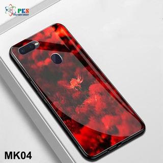 Ốp lưng Oppo F9 in 3D hoa bỉ ngạn mặt lưng kính cường lực sáng bóng