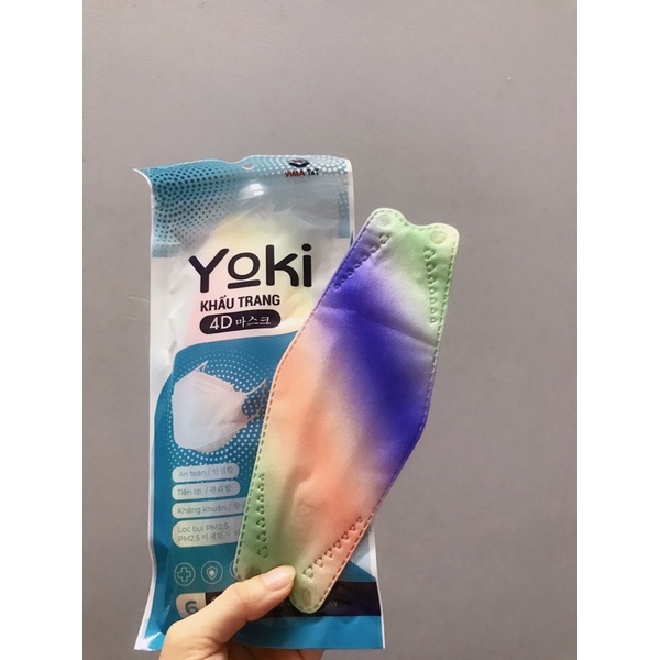 [PHIÊN BẢN GIỚI HẠN} Khẩu trang 4D YOKI đa sắc màu kháng khuẩn 1 bịch/6 cái