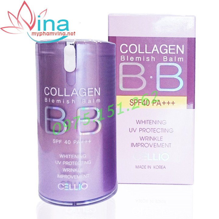 (CHÍNH HÃNG ) Kem nền BB Collagen Cellio 21 Tím