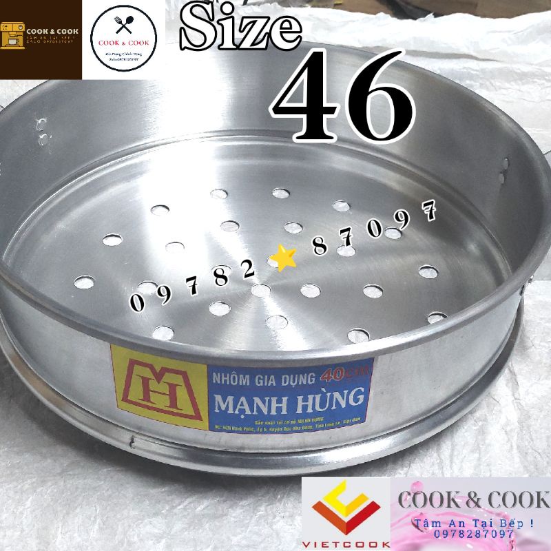 [CHÍNH HÃNG] Ngăn xửng hấp bánh bao size 46 cm nhôm Mạnh Hùng/ Hấp hải sản/ Hấp rau củ quả