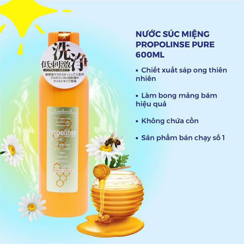 Nước xúc miệng Propolinse 600ml Nhật bản trắng răng, khử mùi hôi miệng