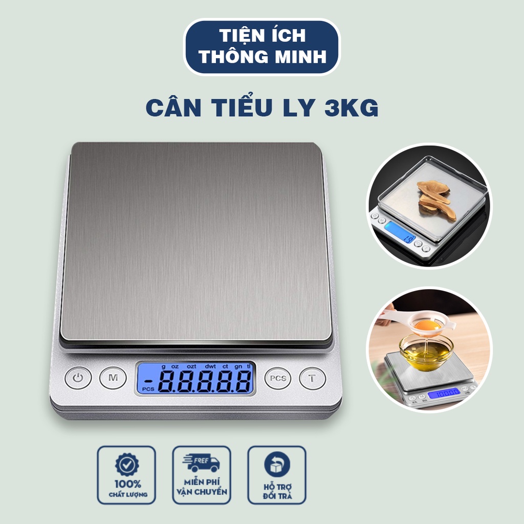 [HÀNG CAO CẤP] CÂN TIỂU LY - CÂN TIỂU LI ĐIỆN TỬ NHÀ BẾP 3KG MINI