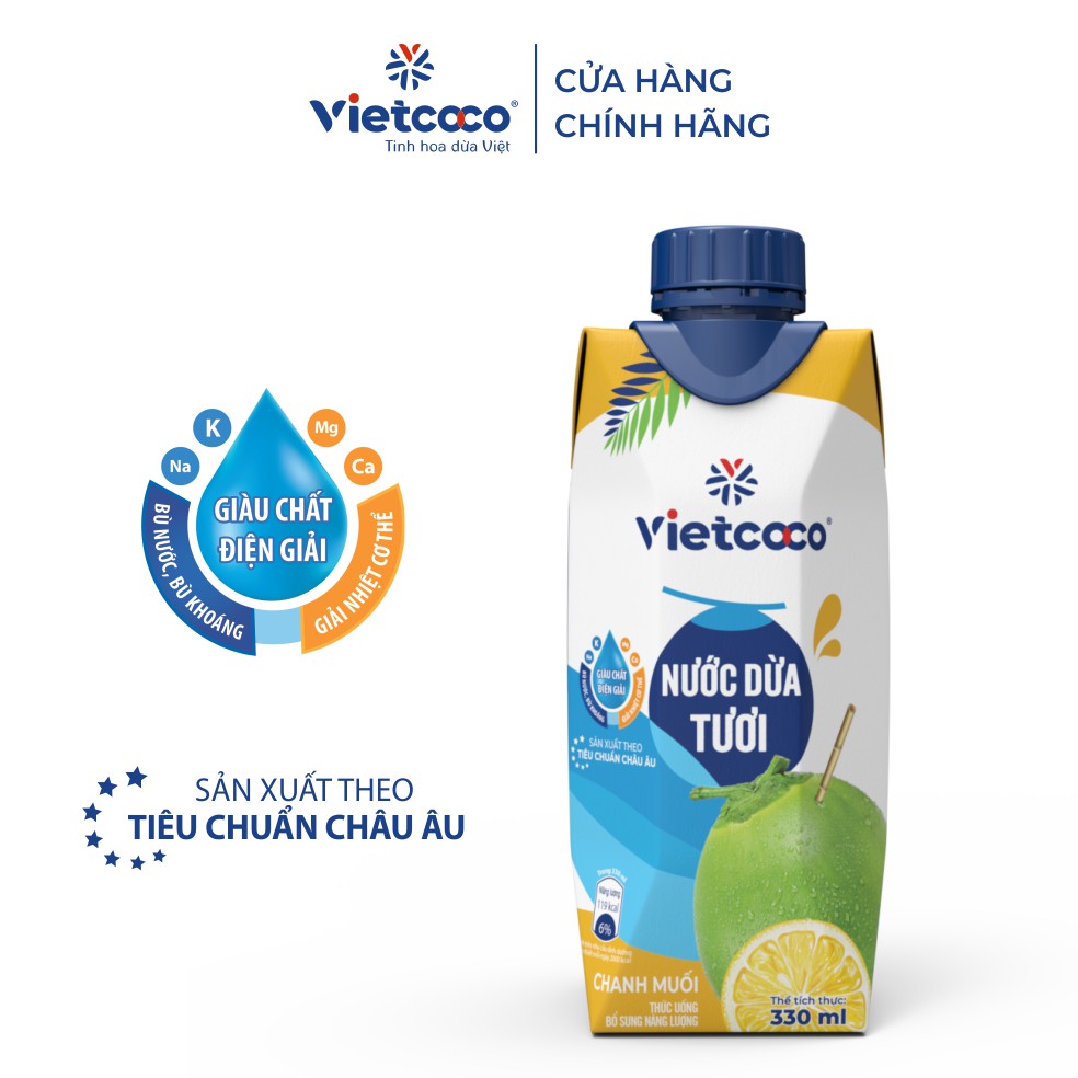 Combo 2 hộp nước dừa tươi chanh muối Vietcoco - hộp 330ml