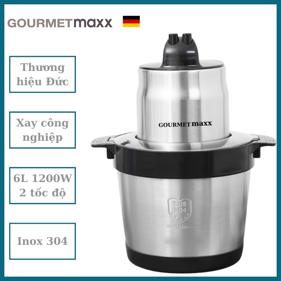 (Hàng Đức) Máy xay thịt công nghiệp GOURMETMAXX 6L 1200W - thố inox 304