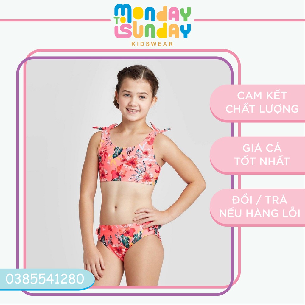 Bộ bơi bé gái hai mảnh hoạ tiết tropical tươi vui hàng VNXK | BigBuy360 - bigbuy360.vn