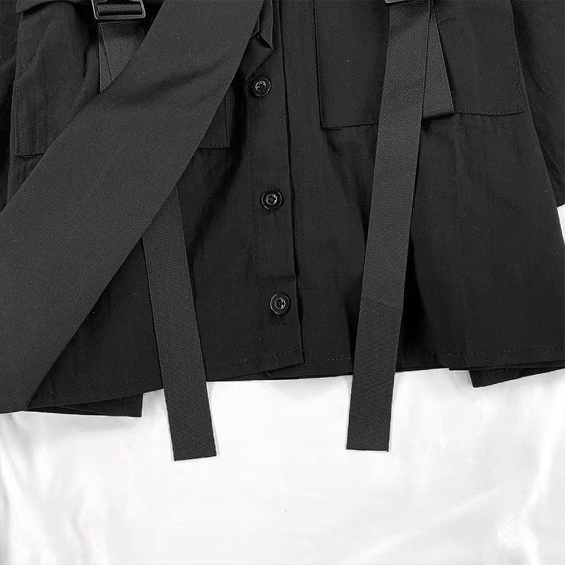 Set áo sơmi phối quần ngố túi cài ( tặng kèm belt và caravat)