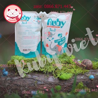 ⚡𝐅𝐑𝐄𝐄𝐒𝐇𝐈𝐏⚡ Nước giặt xả hữu cơ Ruby 3in1 túi 1,8 Lít - QA