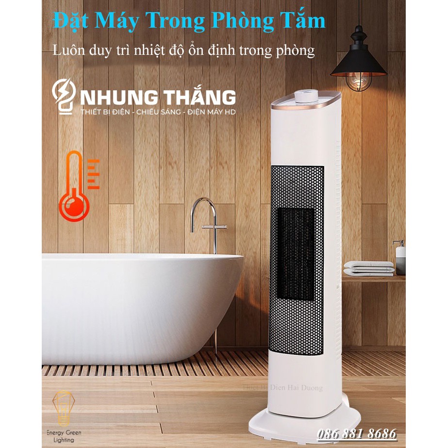 Máy Sưởi Cây HHN2202 Quạt Sưởi Để Sàn - Công Nghệ Sưởi Gốm PTC - Làm Nóng Nhanh - Hẹn Giờ Tắt -Chế Độ Quay Tỏa Nhiệt Đều