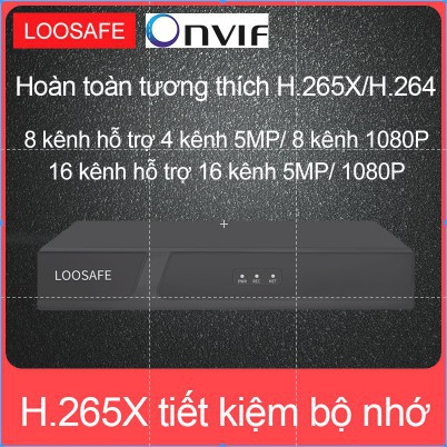 Đầu ghi NVR 16 kênh Full HD ĐẦU GHI CAMERA CCTV Ghi hình thời gian thực Hỗ trợ ONVIF NVR trong H.265X，LOOSAFE