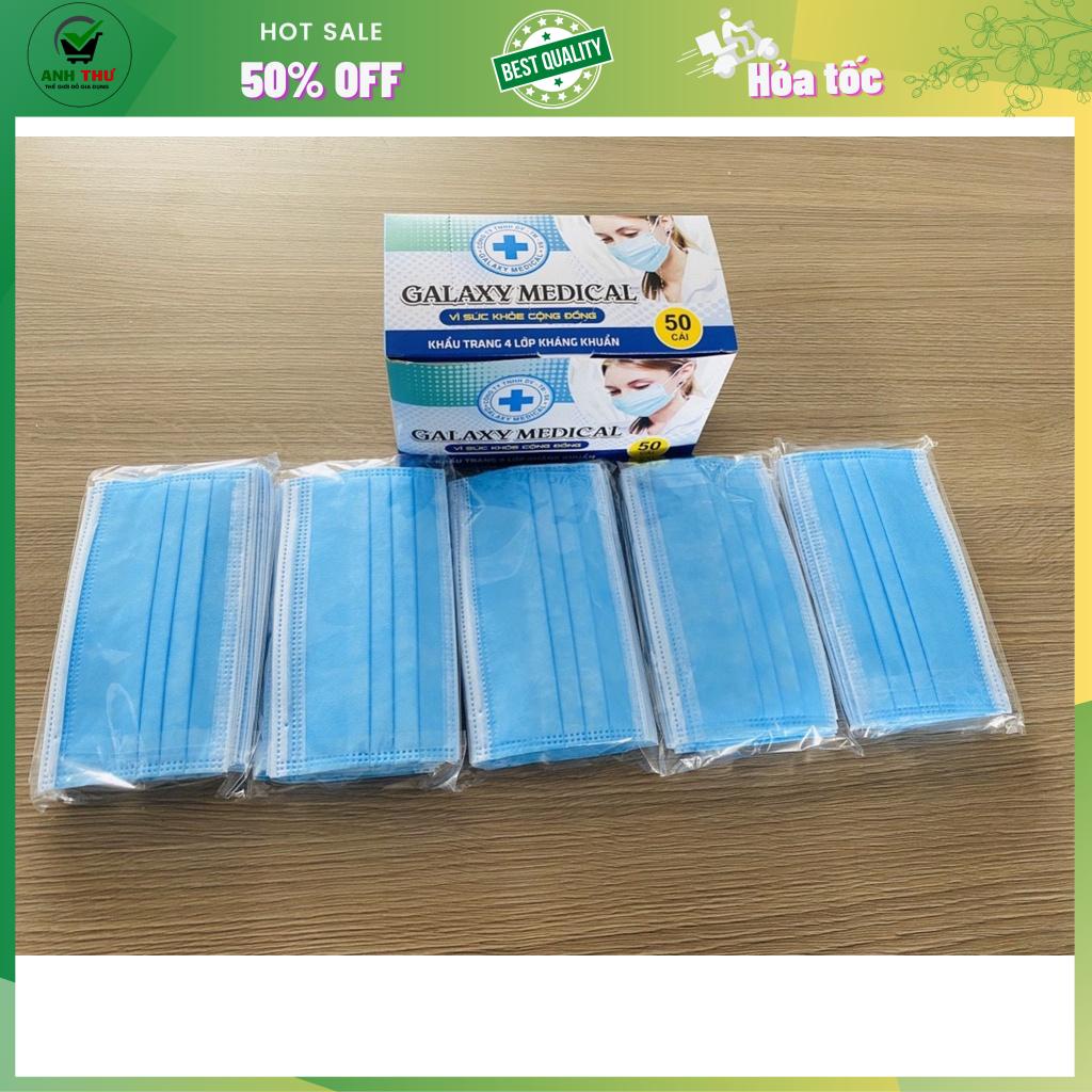 Hộp 50 cái khẩu trang y tế 4 lớp kháng khuẩn Glaxy Medical