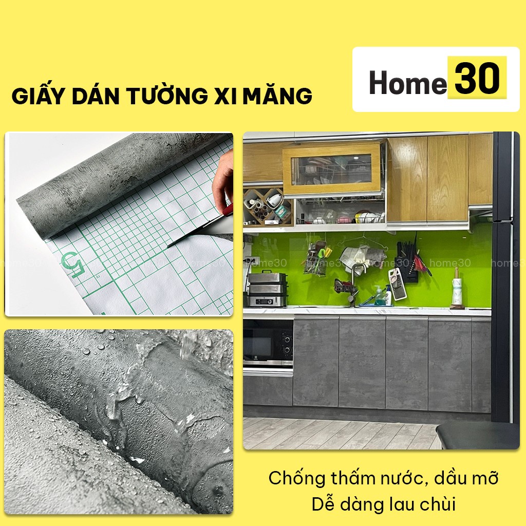 Giấy dán tường giả màu xi măng bê tông chống thấm nhiều mẫu đẹp khổ 1.2mx0.5m