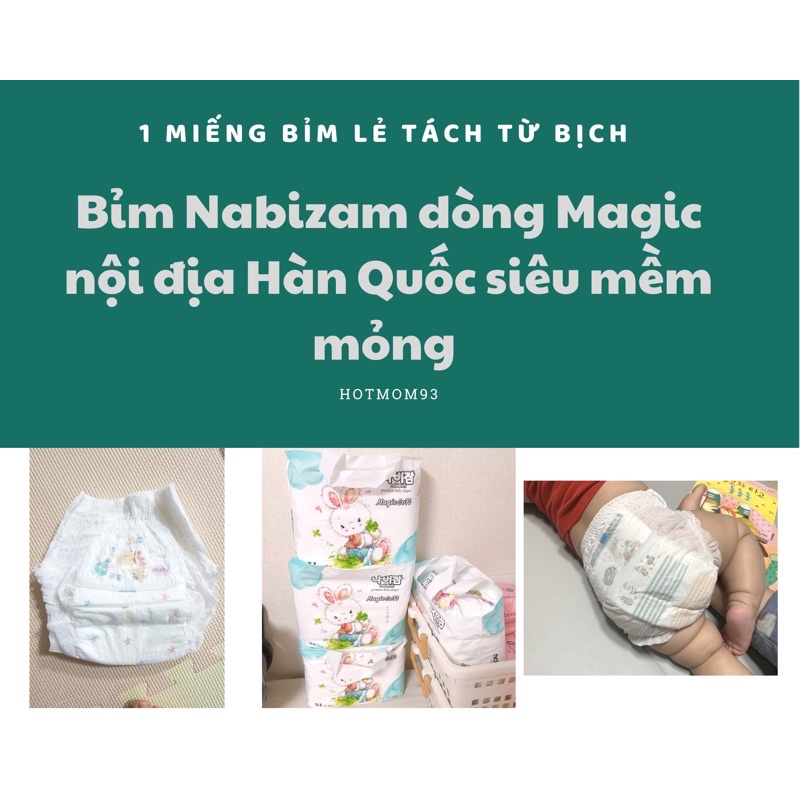 ( Miếng lẻ) Miếng thử bỉm Nabizam Magic Soft nội địa Hàn Quốc mềm mỏng S1/M1/L1/XL1/XXL1