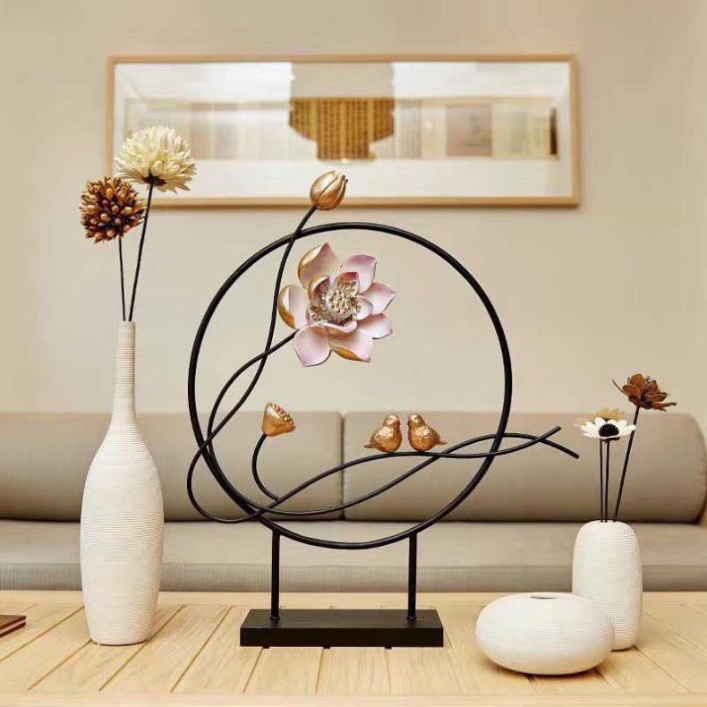 [Hàng Cao Cấp] Decor Trang Trí Nội Thất Phong thủy Bộ bình gốm hoa sen Trang Tri Phong Ngu