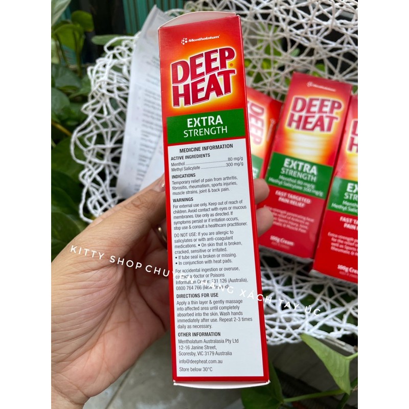 KEM BÔI DEEP HEAT EXTRA STRENGTH TUÝP 100MG CHÍNH HÃNG