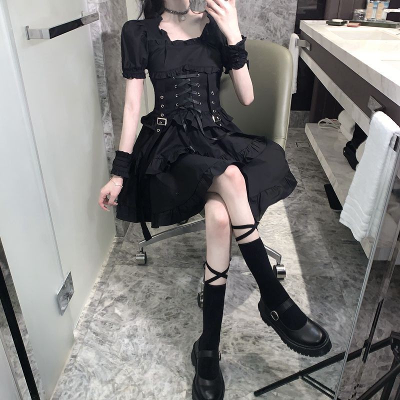 [Có Ảnh Thật - Order Hàng Loại 1] (L2) Váy đầm Gothic Lolita đan nơ ôm dáng phong cách Hàn Quốc loại đẹp