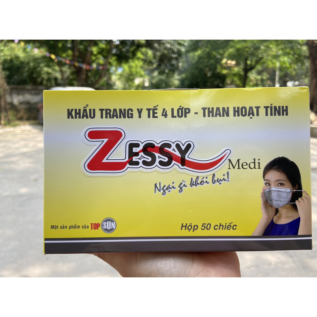 Hộp khẩu trang y tế 4 lớp than hoạt tính zessy 50 chiếc