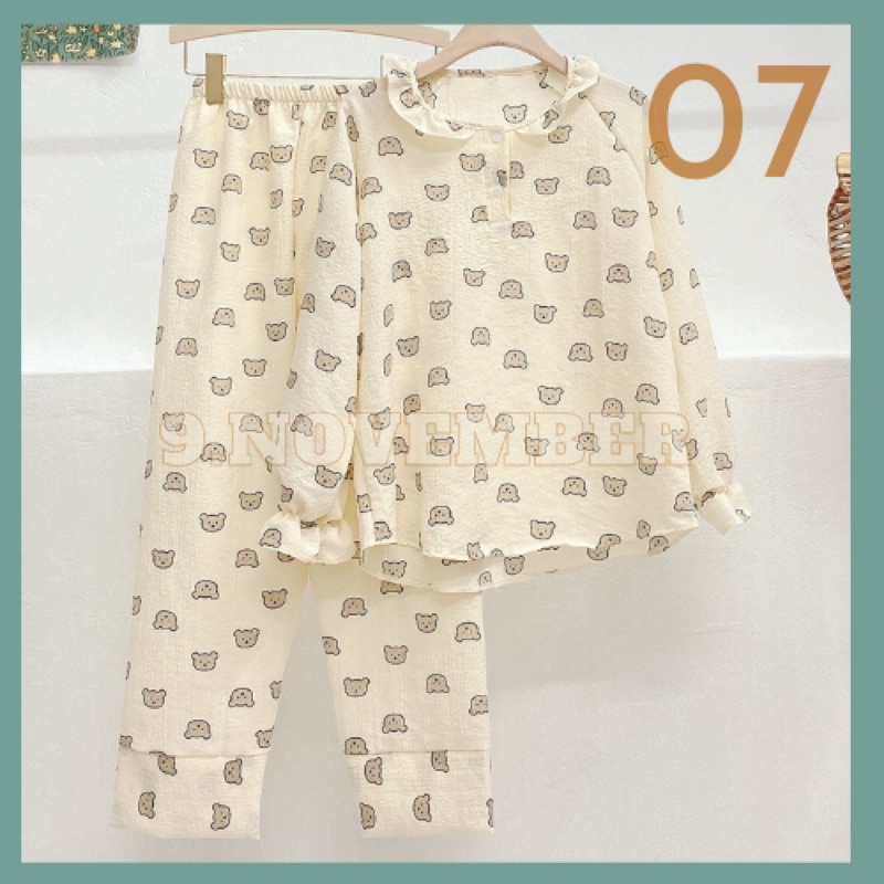 Đồ ngủ nữ/ pyjama mặc nhà dài tay chất đũi xốp nhiều hoạ tiết cao cấp SH003 | BigBuy360 - bigbuy360.vn