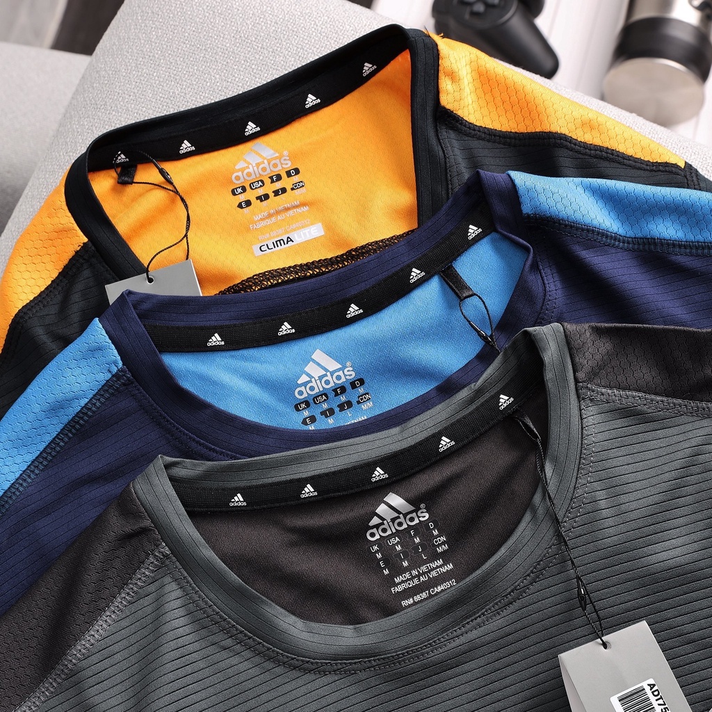 Áo Adidas tay ngắn vải kéo vân ngang