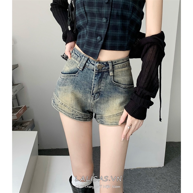 Quần Short denim Thời Trang retro Đơn Giản Dễ Phối Đồ Kiểu Hàn Quốc