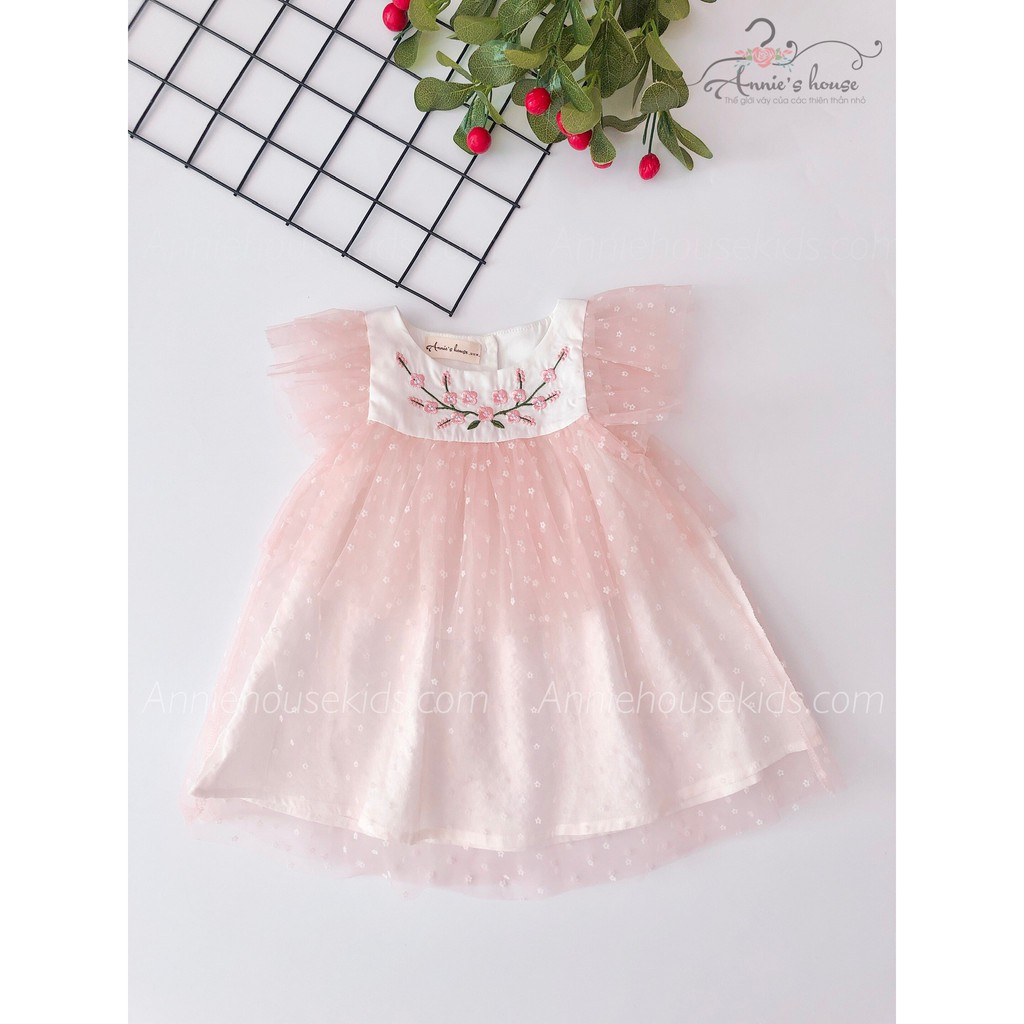 ĐẦM ANNIE VOAN THÊU NGỰC HOA HỒNG