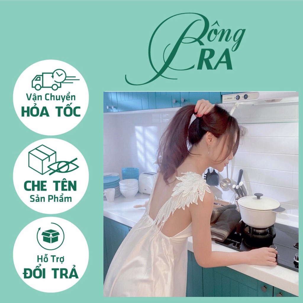 Váy/ Đầm ngủ sexy hai dây lụa satin cao cấp đôi cánh thiên thần gợi cảm siêu hot tặng kèm quần chip xinh B950