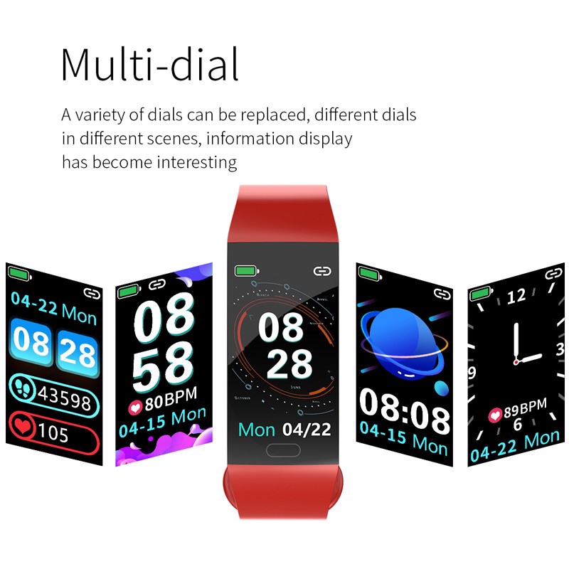 Big OLED Color Screen Waterproof Fitness Tracker Heart Rate Blood Pressure Blood Oxygen Monitor Smartband