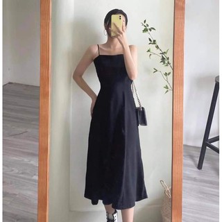 Đầm maxi đen cutout lưng cá tính, Váy 2 dây đi chơi