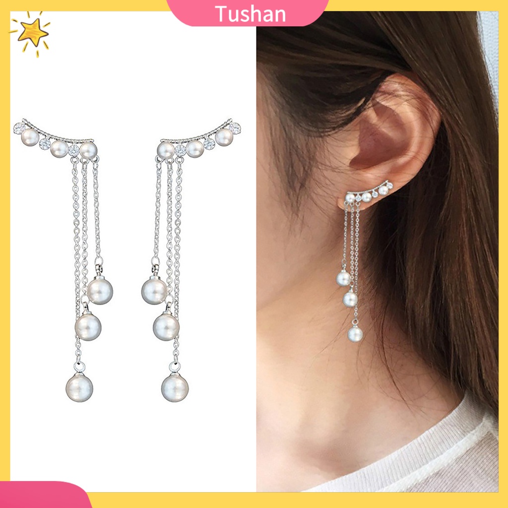 Khuyên tai nữ dài đính ngọc thời trang