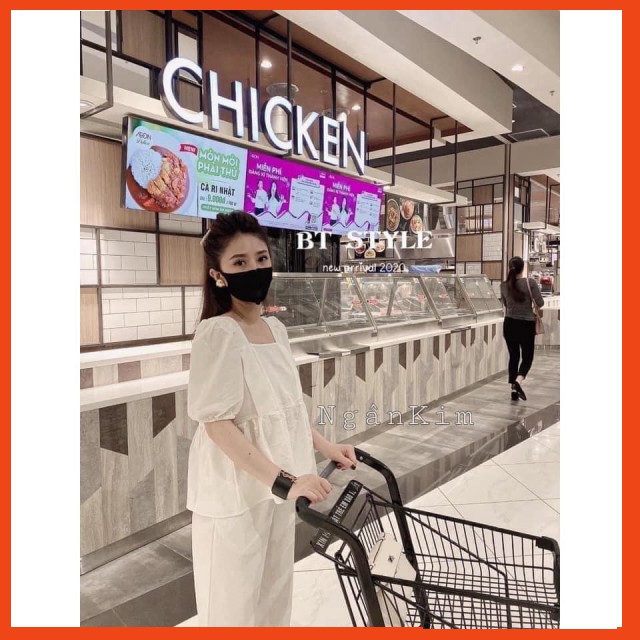 Bán sỉ sét đũi cổ vuông tay bồng hàng bao chất | BigBuy360 - bigbuy360.vn