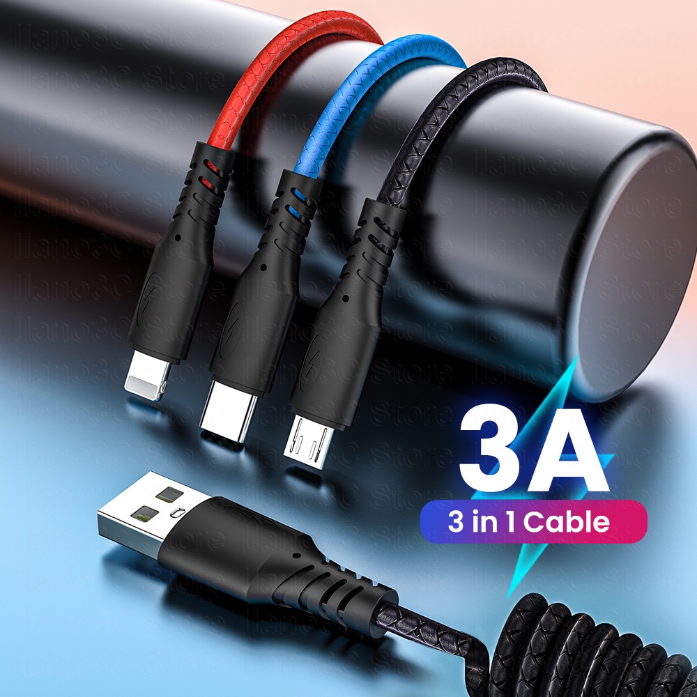 Dây cáp sạc USB Fonken 3 trong 1 Type C/ Micro USB/ Lightning 2.4A cho Huawei Xiaomi Samsung