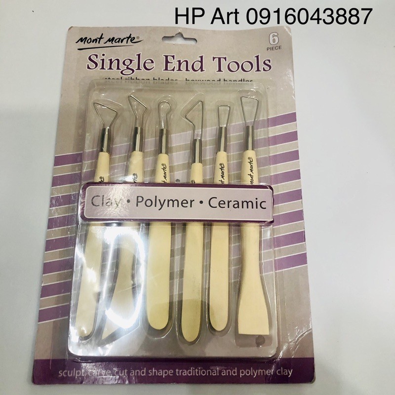 Bộ dụng cụ điêu khắc, nạo tượng Mont Marte 6 cây, Single End Tools 6pc mã MMSP0004