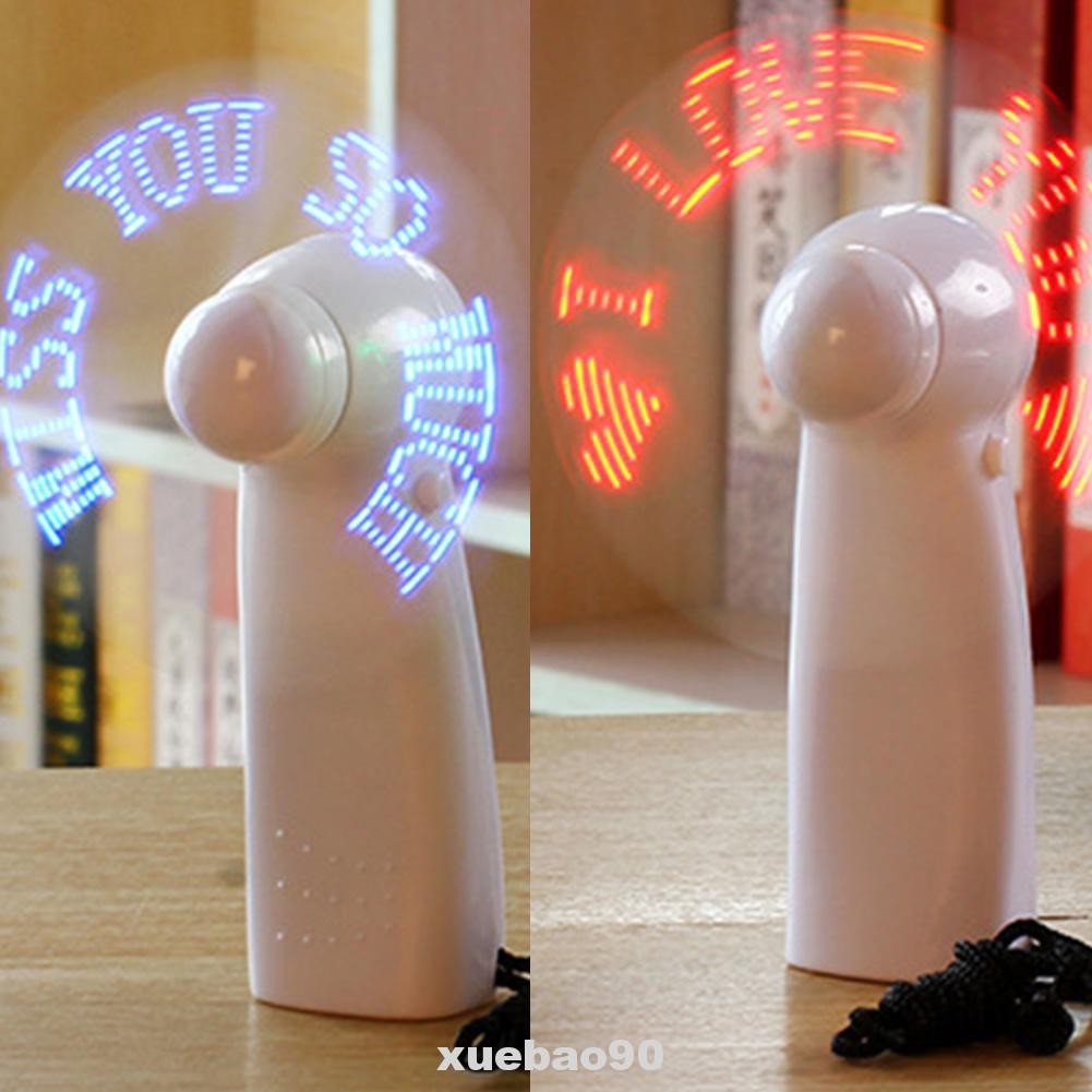 Quạt Mini Cầm Tay Bằng Abs Có Đèn Led Nhấp Nháy Tiếng Ồn Thấp Chạy Bằng Pin