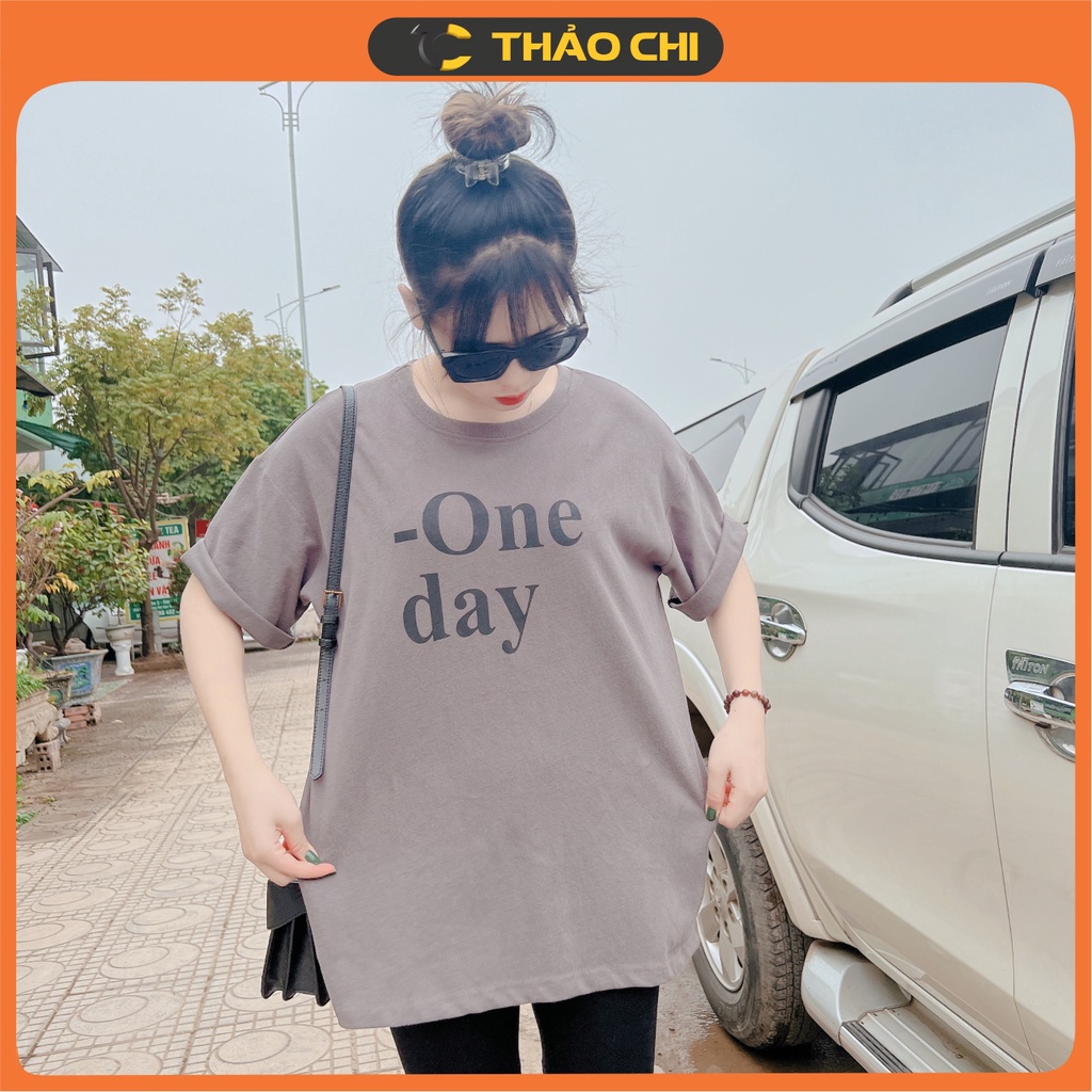 áo phông in chữ one-day dáng dấu quần lên dáng cực xinh