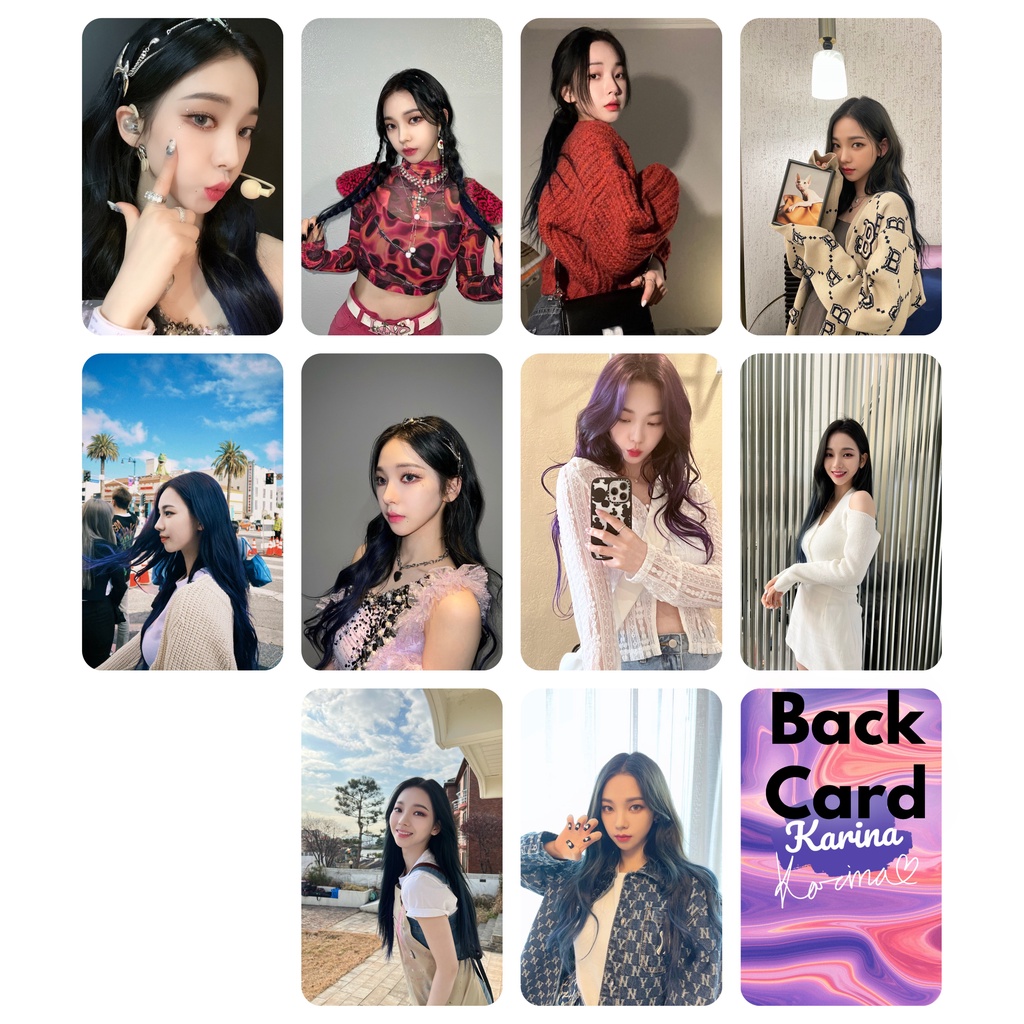 Set 10 card giấy bo góc in 2 mặt ảnh thành viên nhóm Aespa - Twitter