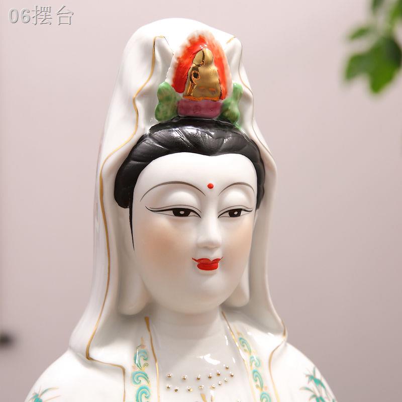 ☒❄Tượng Phật Bà Quan Âm bằng sứ trong nhà phố chuyên ngồi đài sen Quan Âm Bồ tát là món đồ trang trí điềm lành bằng sứ g