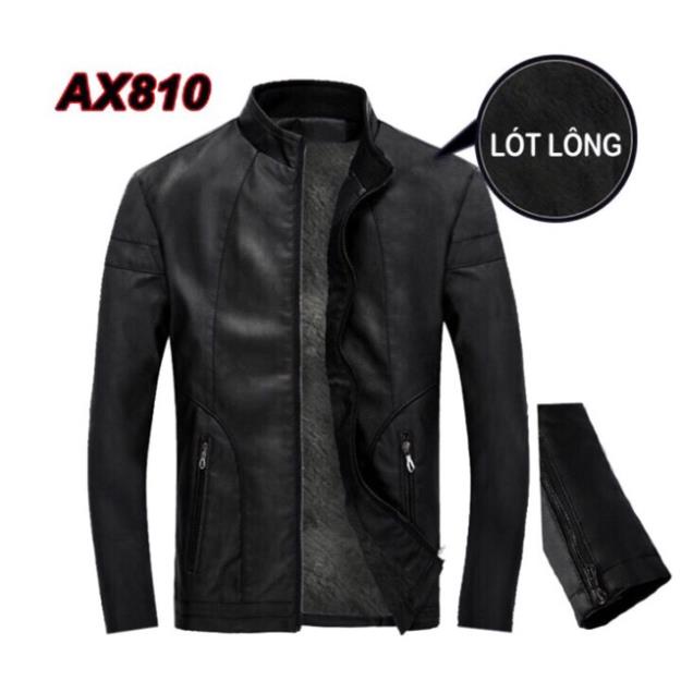 Thời trang đẹp Áo Khoác da nam lót lông chuẩn phong cách Hàn quốc AX810 (đen)