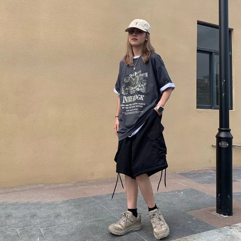 Quần Short Nam In Chữ Phong Cách Hip Hop Năng Động