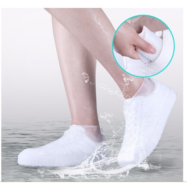 Ủng bọc giày đi mưa SILICON chống trơn trượt, ủng cao su bọc giày đi mưa dày dặn chống thấm nước