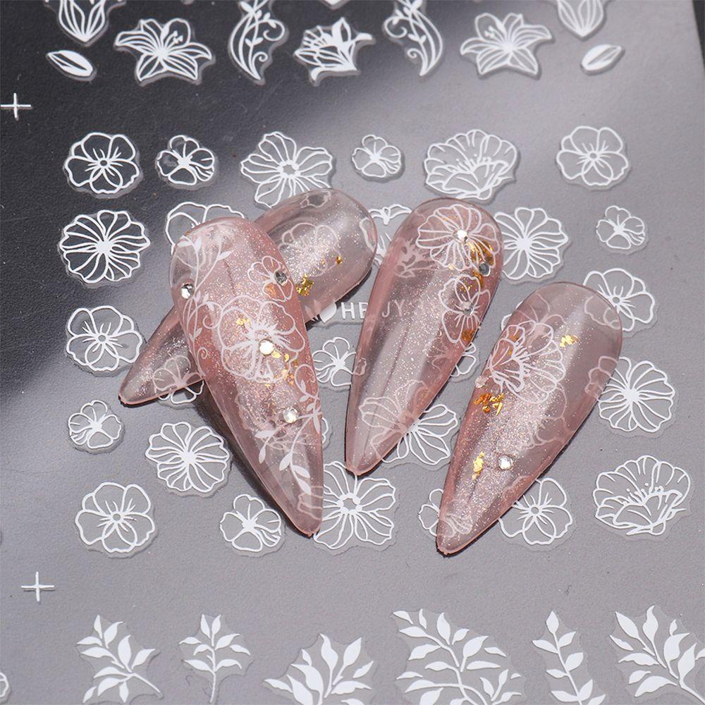 Bộ 12 Miếng Dán Móng Tay Họa Tiết Ren 3D Độc Đáo Trang Trí Cho Ngày Valentine