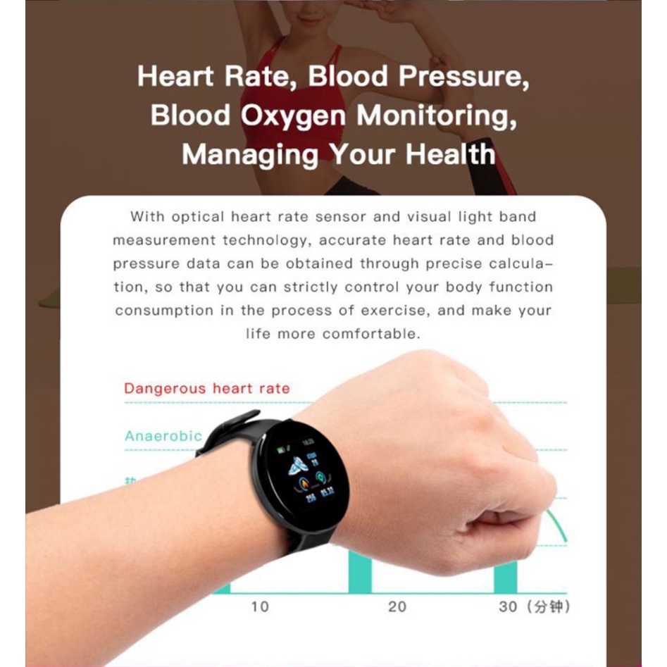Đồng hồ đeo tay thông minh D18S đo nhịp tim huyết áp 7kingdom