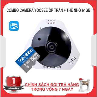 Camera wifi giám sát mini ốp trần, tường vr360 tặng kèm thẻ nhớ yoosee 64gb