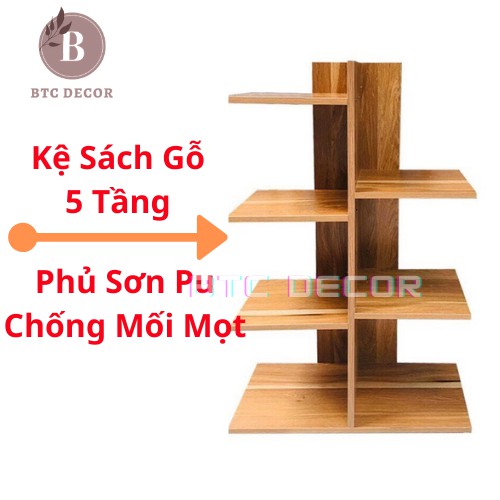 Kệ Sách Vân Gỗ Vuông 5 Tầng - Kệ Sách Phòng Làm Việc Sang Trọng, Hiện Đại - Giá rẻ, Chất Lượng Tốt - Bảo Hành 3 Tháng