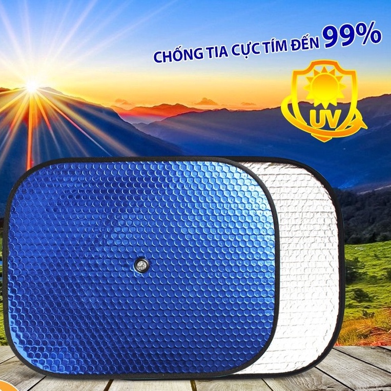 Bộ 2 tấm che chắn nắng tròn xốp dày dặn cho xe ô tô có miếng nút cố định, miếng che nắng cửa oto xe hơi cách nhiệt