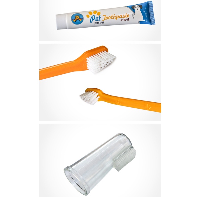 Bộ Bàn Chải Và Kem Đánh Răng Cho Chó Mèo - Hàng chuẩn an toàn cho bé Có thể nuốt được