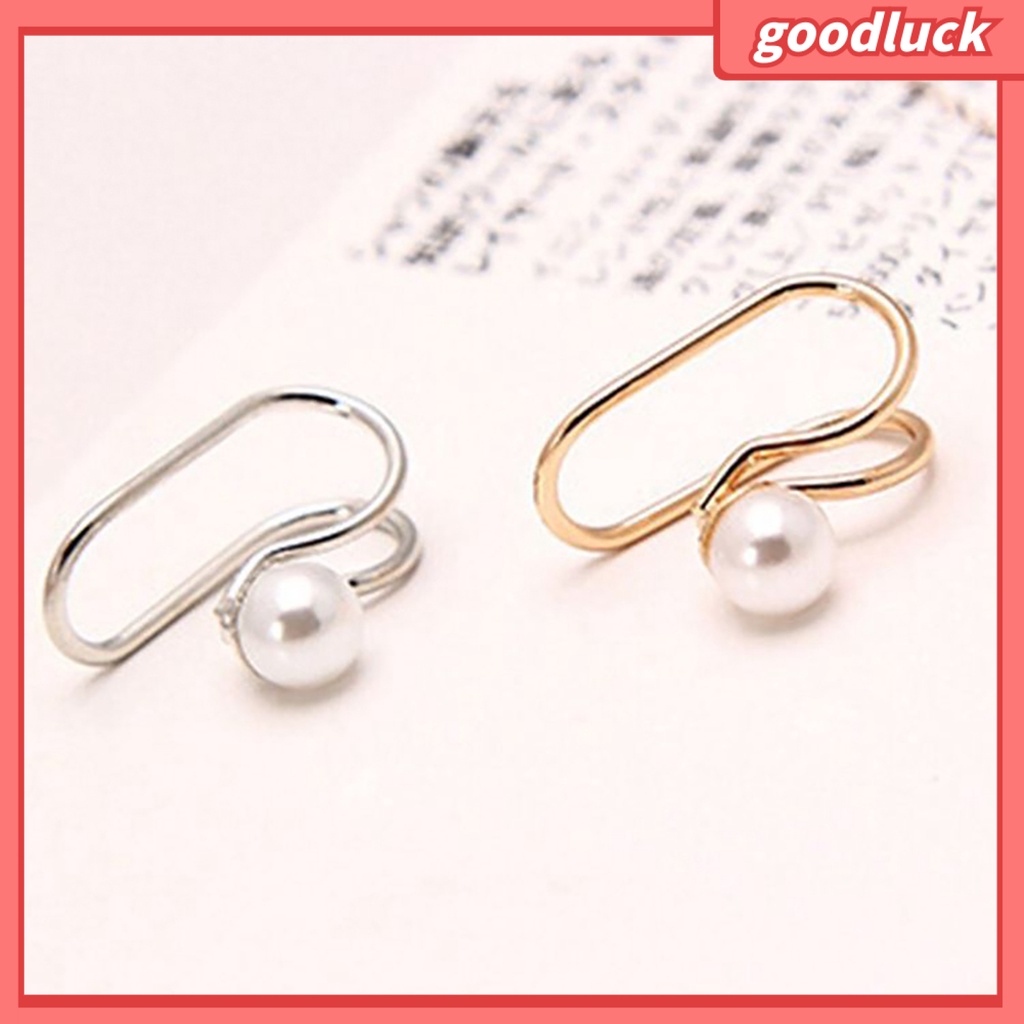 ps/1Pc Women Star Cubic Zirconia Faux Pearl Non Piercing Ear Cuff Clip Earrings
